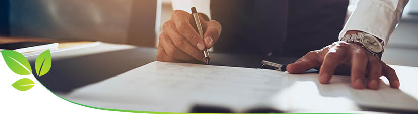 Signing a Document with Growing Leaf Corner